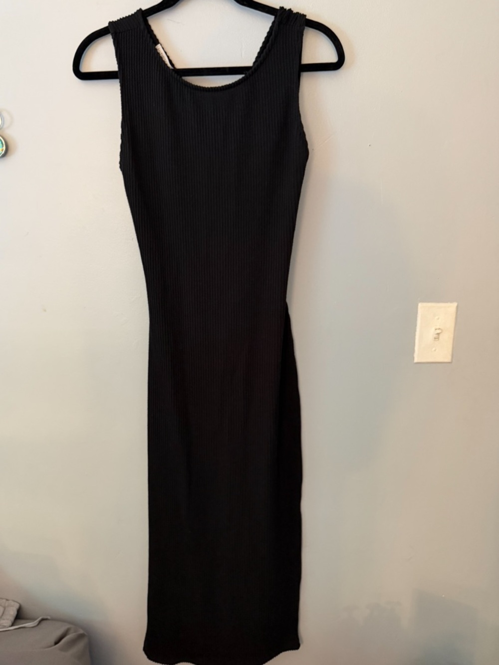 Black open back dress